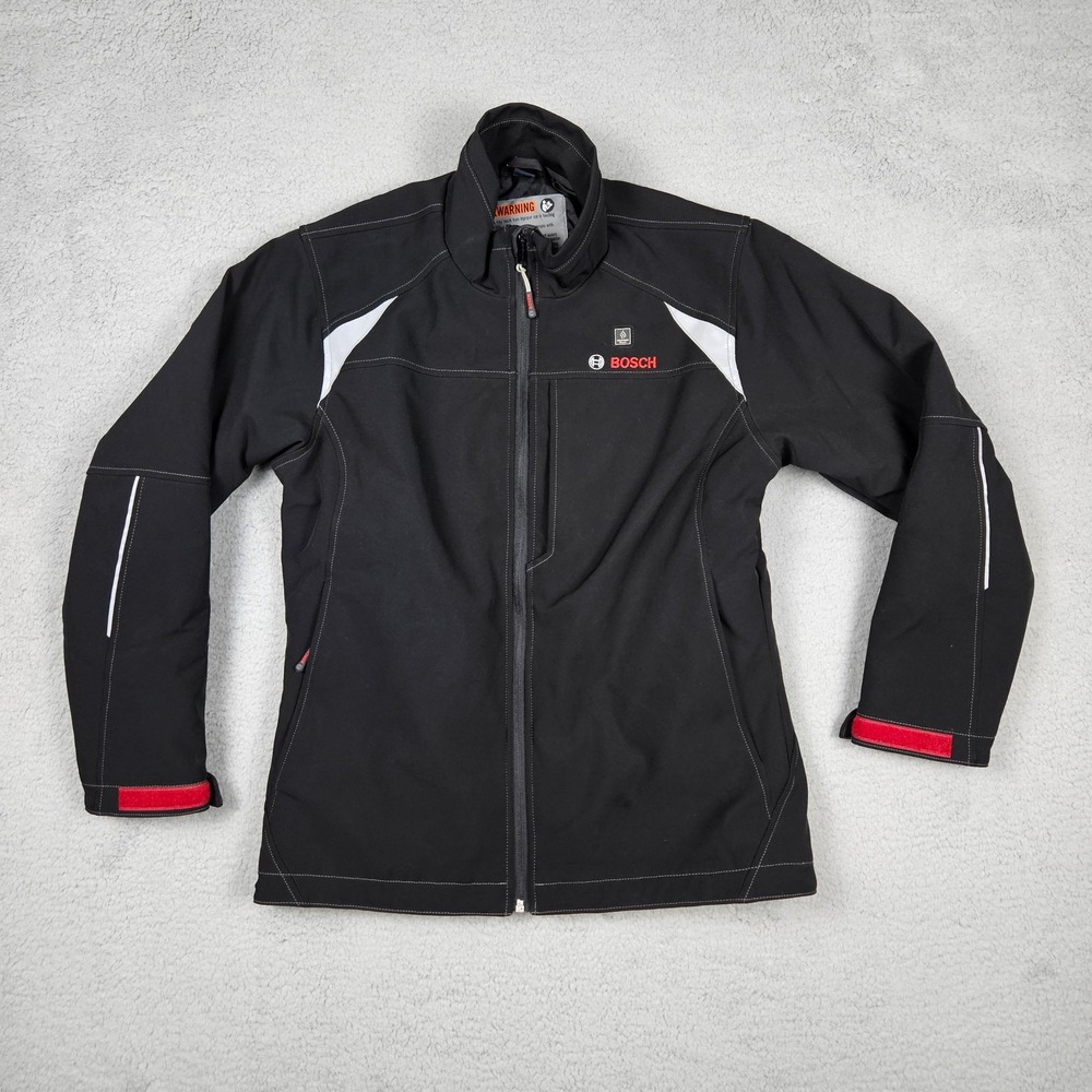 Bosch Heated Softshell Jacket Womens Medium Black Workwear Zip Pocket Reflective